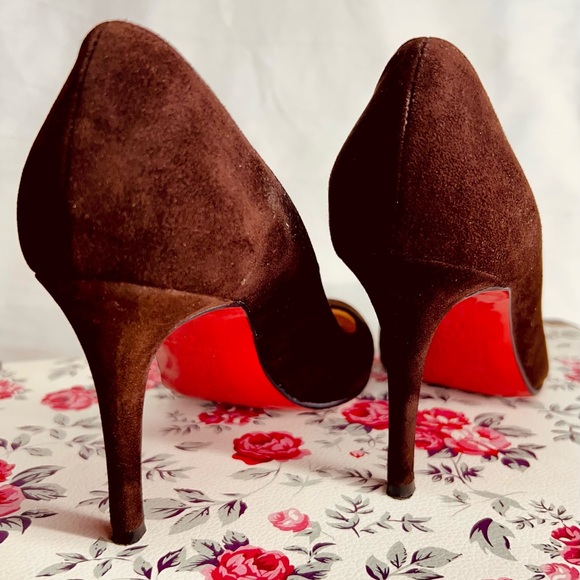 Christian Louboutin Dark Chocolate Brown Suede Heels - Size 37 (Fits a size 7) - Picture 4 of 8